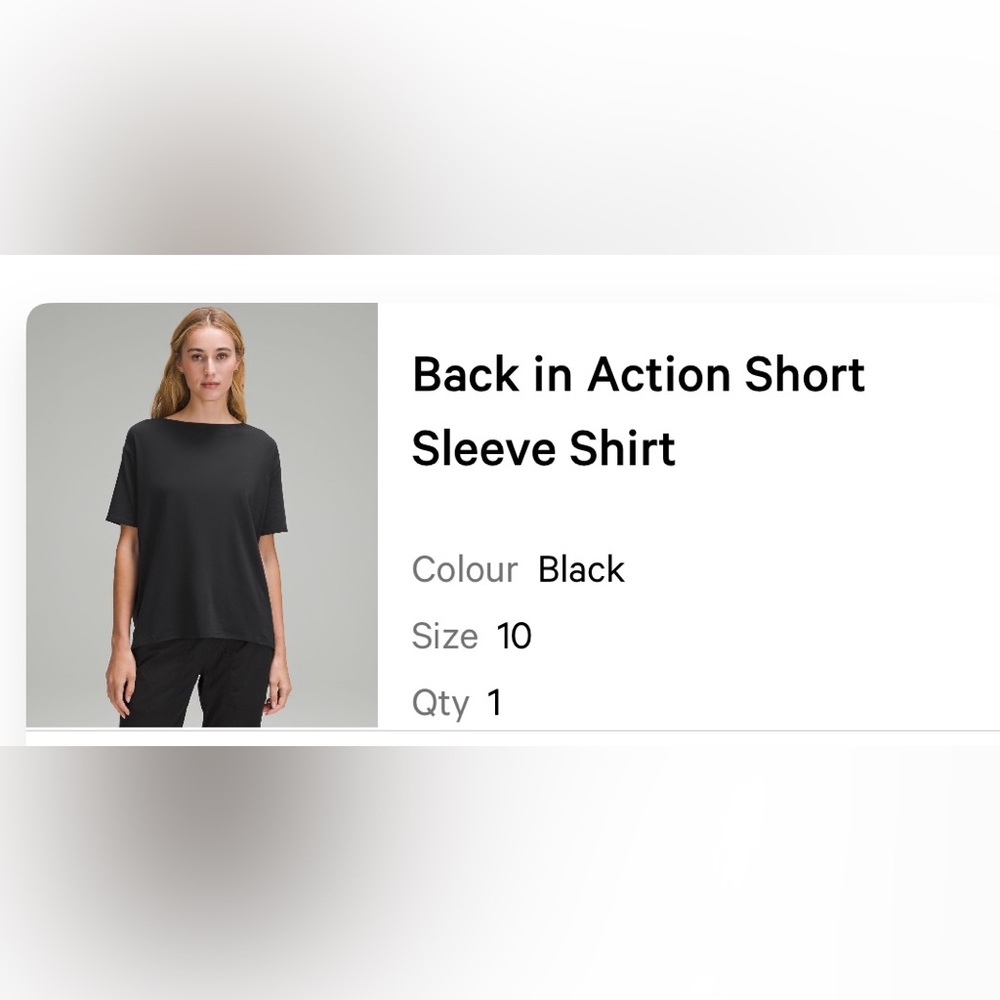 Lululemon Back in Action Short Sleeve Shirt Black 10